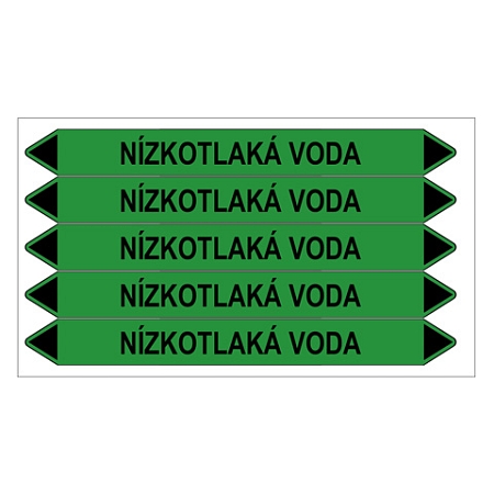 Značení potrubí, nízkotlaká voda,5 ks, 150 × 12 mm